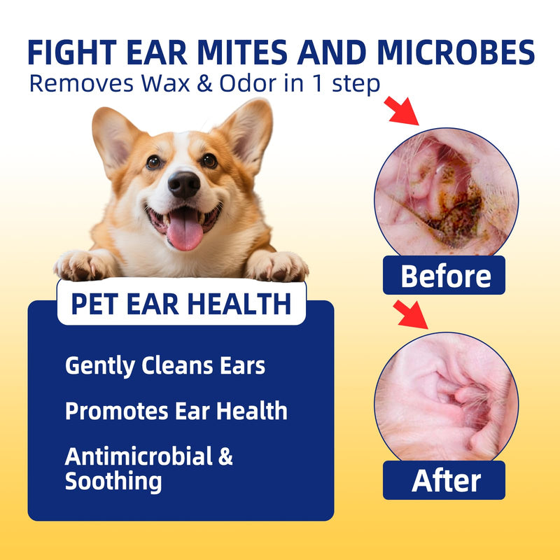 Dog Ear Cleaner, Dog Ear Drops for Infection Treatment, Natural Herbal Ear Cleaning Solution for Itching, Irritation & Wax Build-Up, Gentle Cleaning - 1 Oz Bottle with Dropper