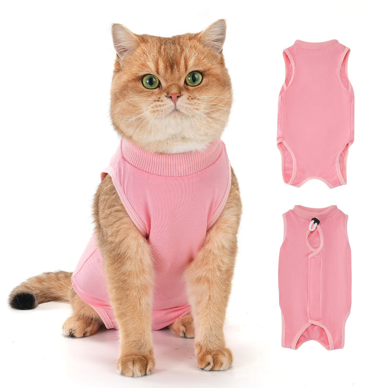 Avont Foldable Cat Cone Collar Soft to Stop Licking Bundle with Cat Recovery Suit After Surgery -M