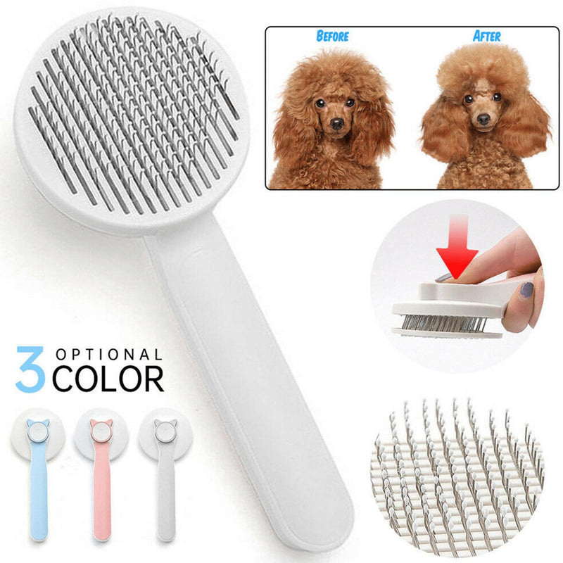 Cat Grooming Brush Slicker Brush for Pet Self Cleaning Hair Removal with Stainless Steel Needles Shedding & De-Matting Tool Hair Remover for Pet Dogs Cats (Blue) Blue - PawsPlanet Australia
