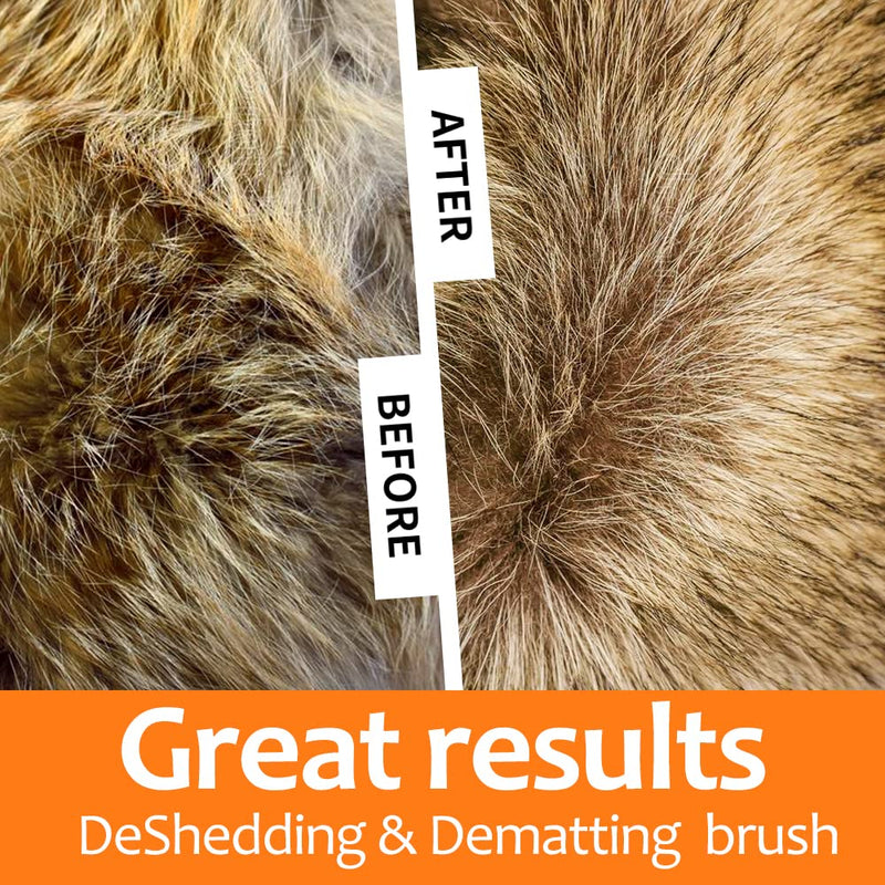 Undercoat Rake for Dogs, 2 in 1 Dematting Comb & Deshedding Tool for Long Hair Pets, Pet Hair Grooming Brush, Clear Mats and Tangles, Reduces Shedding by 95% Orange - PawsPlanet Australia