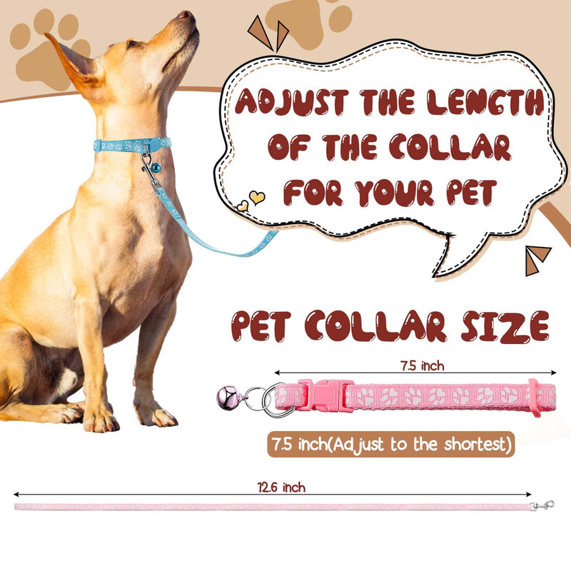 Amylove 48 Pcs Dog Collar and Leash Set, Polypropylene Adjustable Puppy Collars for Medium Dogs Small Pet Puppy Walking Training with Hook and Buckle(Multicolor,Paws Pattern) Multicolor Paws Pattern - PawsPlanet Australia