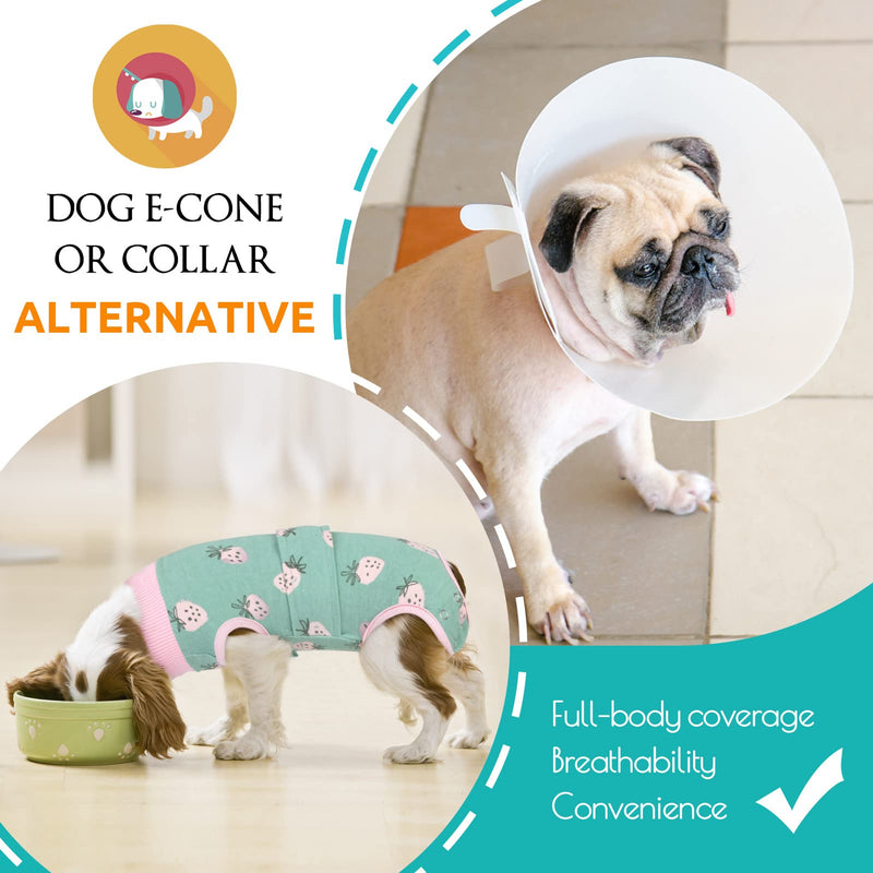 KOESON Dog Recovery Suit After Surgery, Soft Dog Spay Recovery Suit Female, Anti Licking Abdominal Dog Surgery Suit Pet Surgical Shirt, Breathable Dog Onesie E-Collar & Cone Alternative Strawberry L Large - PawsPlanet Australia