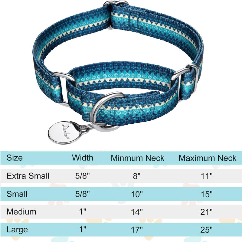 Martingale Dog Collar No Pull Pet Collar Heavy Duty Dog Martingale Collars Silky with Unique Geometric Pattern for Medium and Large Dogs (Large, Turquoise) Large: 17"-25", 1" Wide