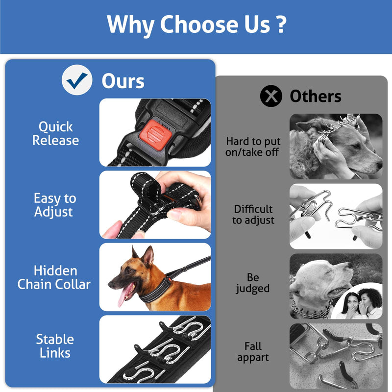 Mayerzon Martingale No Pull Dog Collar for Medium Large Dogs, Patented Hidden Adjustable Reflective Anti Pull Training Walking Collar with Buckle for Pitbull, German Shepherd, Rottweiler (M, Black) Medium: 11''-15'' - PawsPlanet Australia