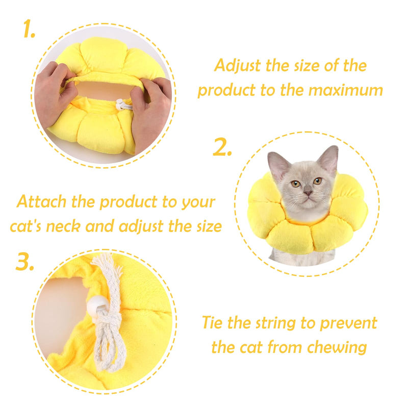 Cat Collar After Surgery - Leak Protection for Small Dogs and Cats - Yellow Pet Collar in Flower Shape