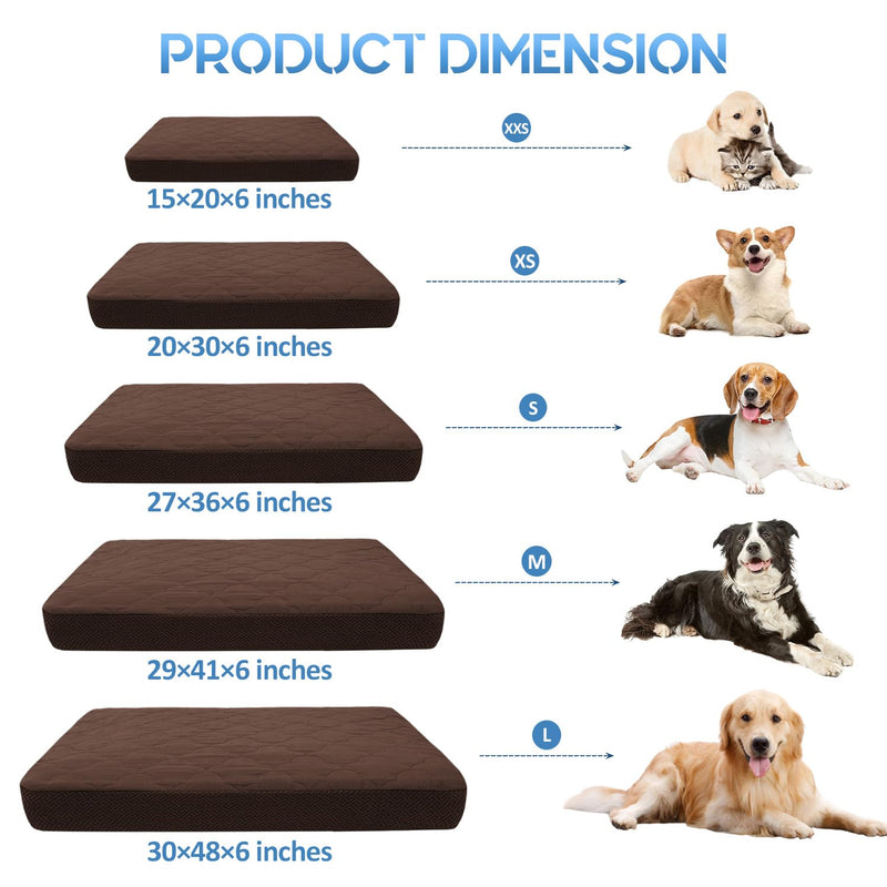 CHHKON Dog Bed Covers Replacement Washable Waterproof Pet Puppy Bed Cover for Dog(Brown,48x30x6 inch) 48x30x6 inch Brown - PawsPlanet Australia