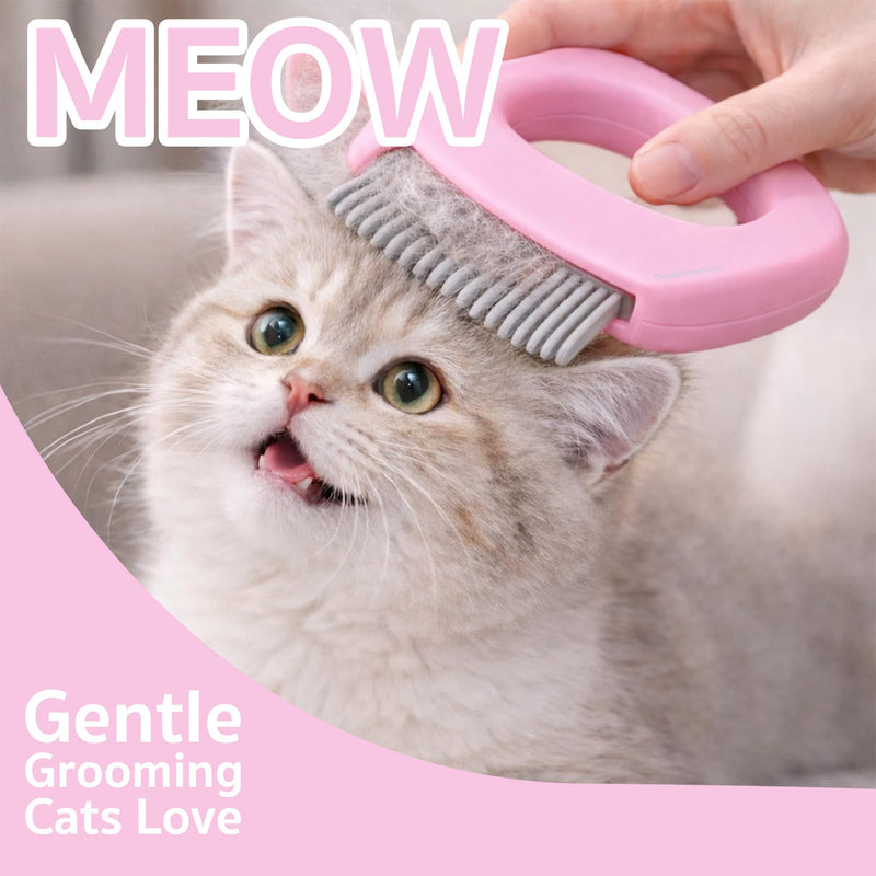 Pet Hair Removal Massage Shell Comb, Soft Deshedding & Dematting Grooming Brush for Dogs, Cats, Puppies & Rabbits – Removes Loose Fur & Mats, For Long & Short Hair (Pink) Pink
