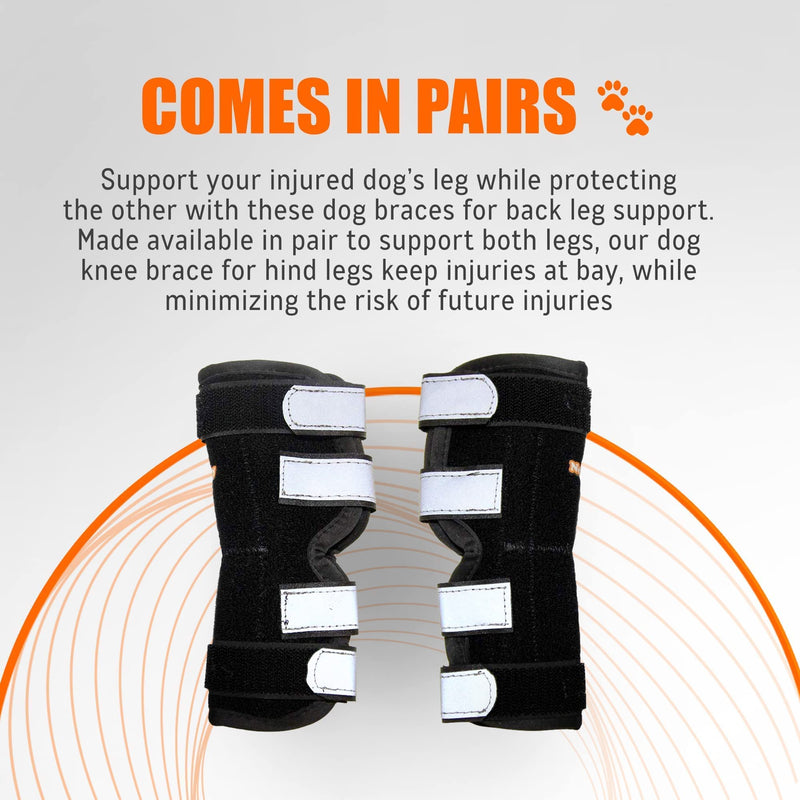 NeoAlly - Rear Leg Hock Brace with Metal Spring Strips, Dog Leg Brace for Rear Leg, Hock & Ankle Support, Rear Dog Leg Brace for Large Dogs, Long. (Both Legs, Small) Both Legs