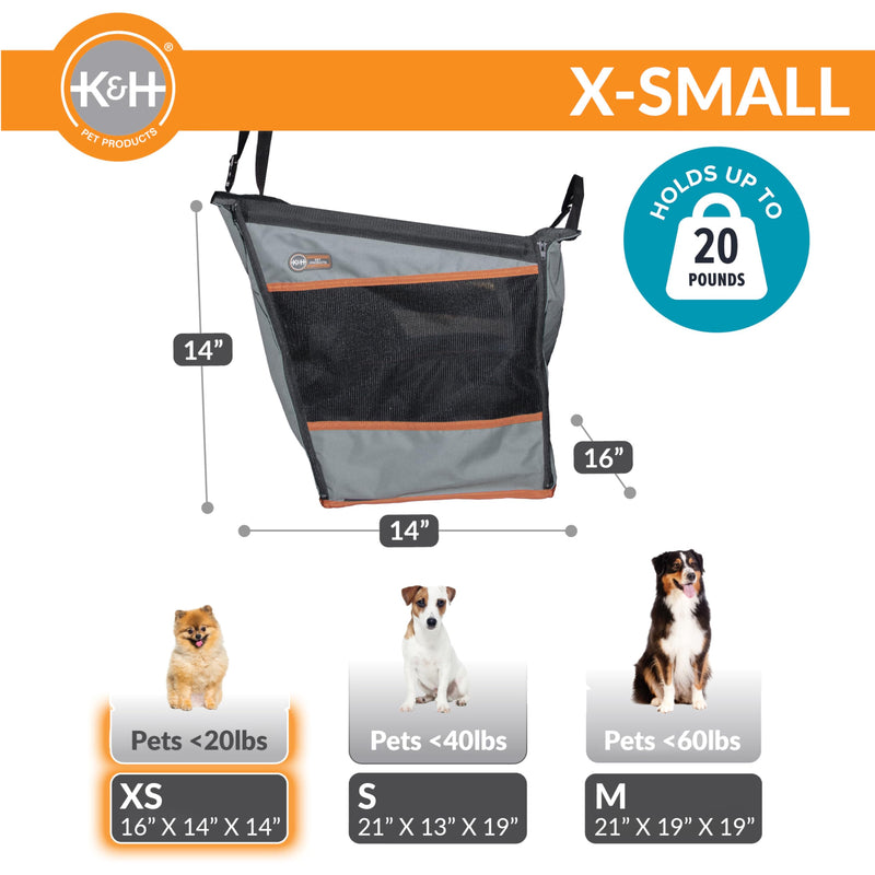 K&H Pet Products Buckle N Go Dog Car Seat for Small Dogs, Waterproof Fabric, Breathable Mesh Sides, Adjustable Seat Belt Leash, Carseat for Small Pets, Car Seat Carrier - XS 16 X 14 X 14in Gray X-Small 16 X 14 X 14 Inches - PawsPlanet Australia
