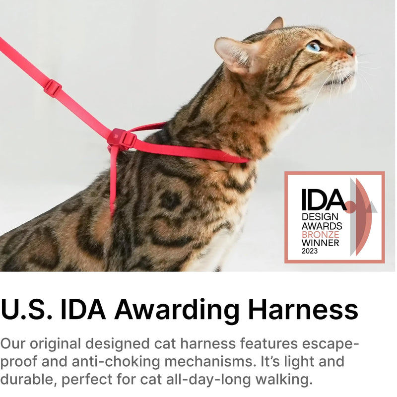 Cat Harness and Leash 2-in-1, Escape Proof Anti-Chocking Harness Adjustable Lighweight Leash for Walking Outoor Training for Kitten Small Large Cats Puppy, US IDA Bronze Award (Blush Pink) Blush Pink