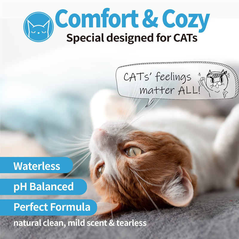 Mooncat Waterless Shampoo & Brush Kit for Longhair Cats | Complete Grooming System for Detangling, Deshedding & Matted Fur | Licking Safe No-Rinse Foam with Gentle Silicone Massager - Made in Taiwan long hair - PawsPlanet Australia