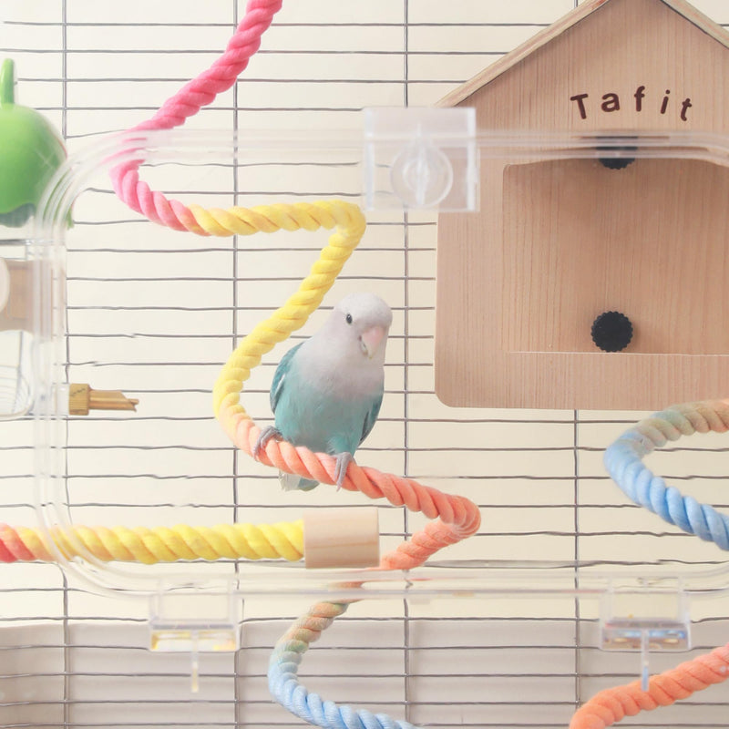 Multi-Color Rope Bird Perch Toys for Parrot Cage Stand, Climbing Swing Accessories for Cockatiel, Parakeets, Budgies, Lovebirds, Conures, Finches - 39.4 inch - PawsPlanet Australia
