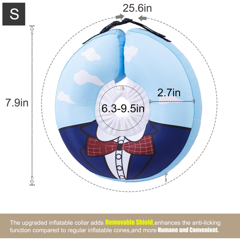 Inflatable Dog Cone Collar,Waterproof Soft Dog Donut Cone for Large Medium Small Dogs Cats, Recovery Pet E-Collar Alternatives After Surgery (Suit Blue, Small) Suit Blue