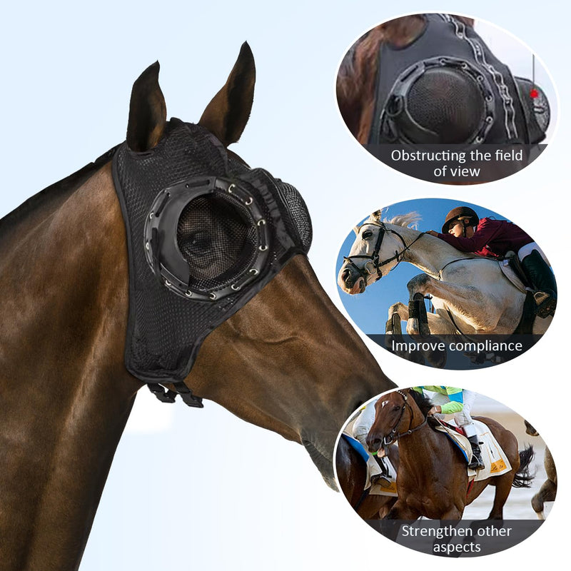 La La Pet Racing Blinkers for Horses Protective Net Horse Goggles Half Head Mask Harness Equipment for Fly Control Horse Eye Cover for Sand Protection