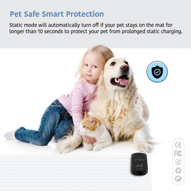 SVD.PET Pet Training Mat with Tester, 22" X 16", Pet Shock Pad, Dogs & Cats Electronic Repellent mat for Indoor, 3 Training Modes, 5 Levels, Pet Safe Mode (Black Controller) 22" x 16" Black Controller