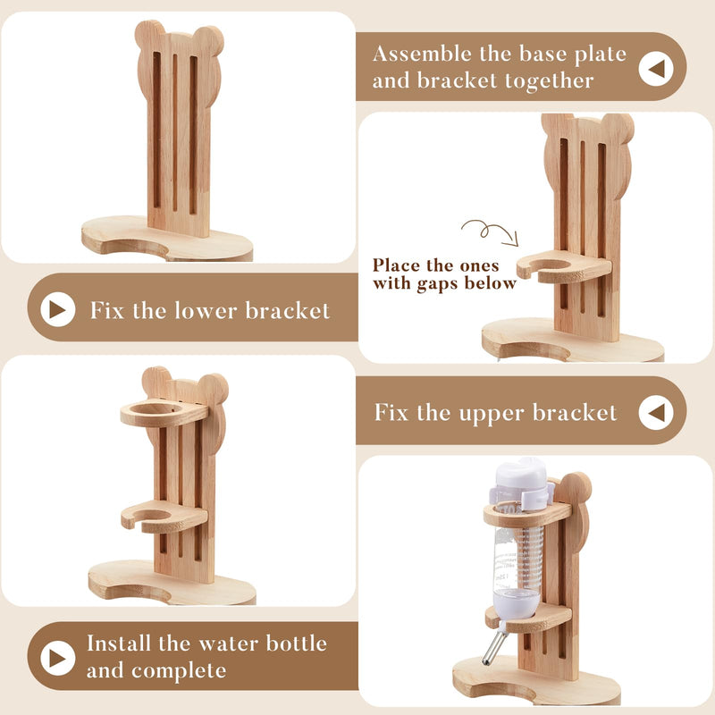 2 Pcs 7.9" M Size Wooden Hamster Wheels and Hamster Water Bottle Set Guinea Pig Running Silent Exercise Wheels Small Animal Water Dispenser Stand Holder for Guinea Pig Gerbil - PawsPlanet Australia