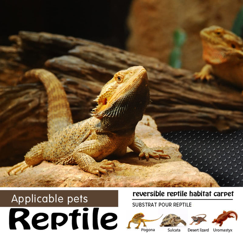 Reptile Substrate Mat Terrarium Liner 2PCS 36 * 18 inch, Bearded Dragon Tank Accessories Reptile Tank Carpet Bedding Non-Adhesive for Leopard Gecko Snake, Lizard and Tortoise 36*18'' Black - PawsPlanet Australia