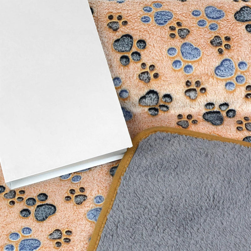Waterproof Dog Blankets for Large Dogs, 60" x 50" Dog Blanket Washable, Soft Fluffy Flannel Pet Blanket Mat Cover for Bed Couch, Cute Print Puppy Blanket T-brown Paw-1 Pc XL (60 in x 50 in) - PawsPlanet Australia