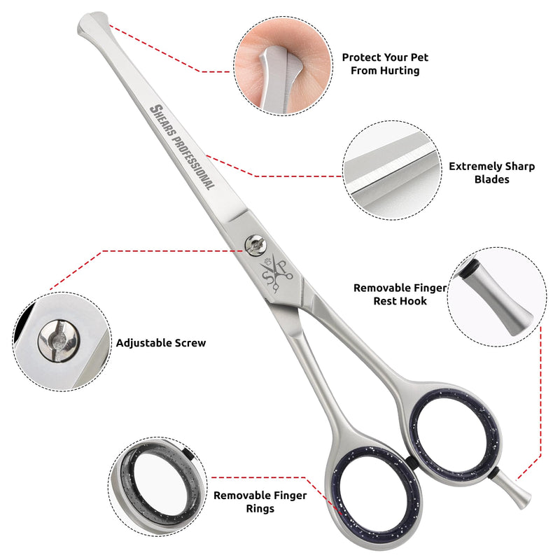 Dog Grooming Scissors, Hair Cutting Scissors, Straight for Pet and Saloon Use (Ball Tip STR 4.5) Grooming Scissor for Dog with Round Tip Ball Tip STR 4.5 - PawsPlanet Australia