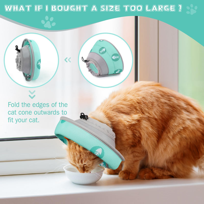 Cat Cone Collar Soft to Stop Licking After Surgery Cat Recovery Collar for Small Large Cats Adjustable Elizabethan Collar Green S(Neck 5"-9") - PawsPlanet Australia