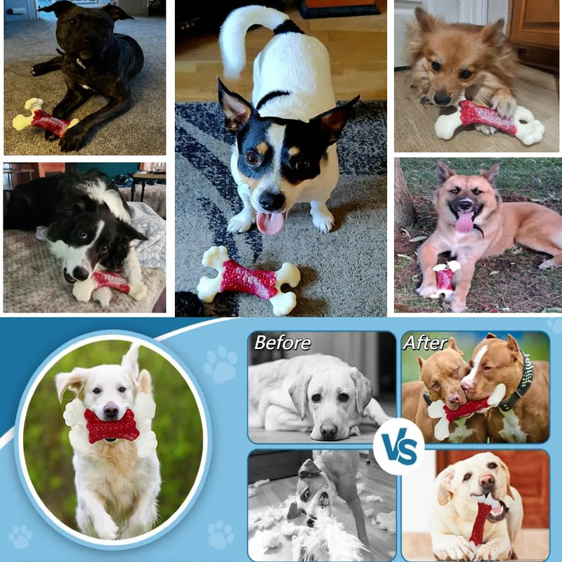 Dog Toys for Aggressive Chewers, Dog Toys for Large Dogs, Indestructible Dog Bones for Aggressive Chewers, Tough and Durable Dog Chew Toy, Real Bacon & Beef Flavors - PawsPlanet Australia