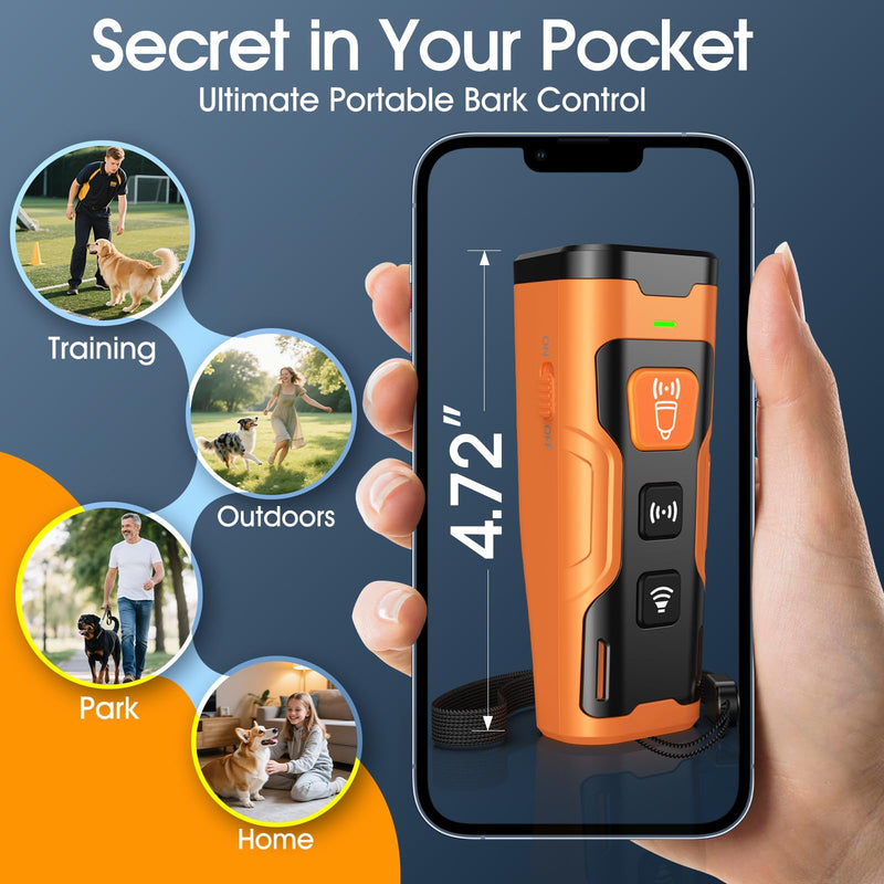 Dog Bark Deterrent Devices, Ultrasonic Anti Barking Device for Dogs, Stopping Own or Neighbor's Dog Barking,Portable Dog Training Device, Safe & Effective for Indoor & Outdoor Use, Orange - PawsPlanet Australia