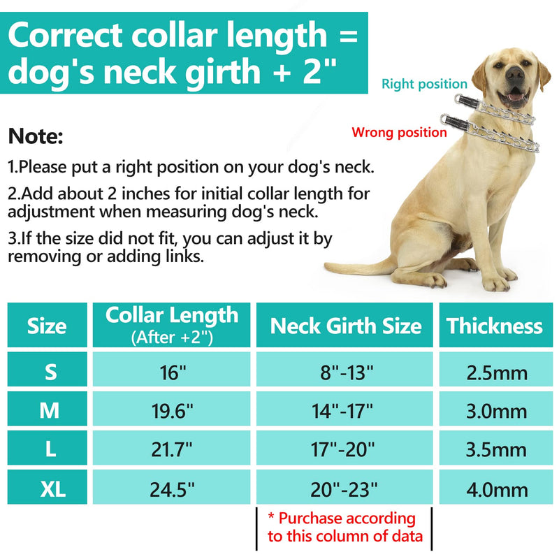 Tresbro Prong Training Collar for Dogs, Adjustable Dog Pinch Collar with Quick Release Metal Buckle and Reflective Nylon Strap, No Pull Collar for Small Medium Large Dogs, Extra Link and Caps, L