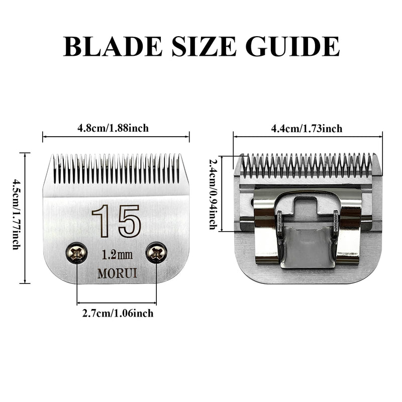 15 Cut Length 3/64"(1.2mm) Detachable Pet Dog Clipper Blades UltraEdge Series Clipper Blades for Dog Grooming Compatible with Most Andis,Oster A5 Wahl KM Series Clippers 15# 1.2mm