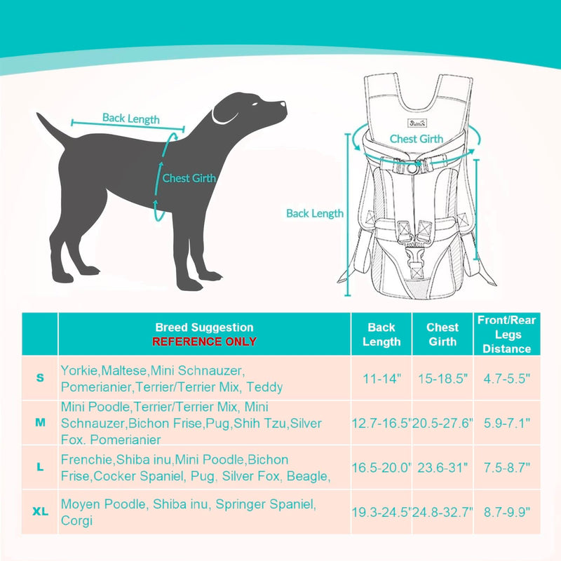 Carrier Backpacks, Adjustable Pet Backpack Carrier, Legs Out Easy-fit Dog Chest Bag for Medium Small Dogs, Hands Free Dog Front Carrier for Hiking, Cycling（Pink S） Pink - PawsPlanet Australia