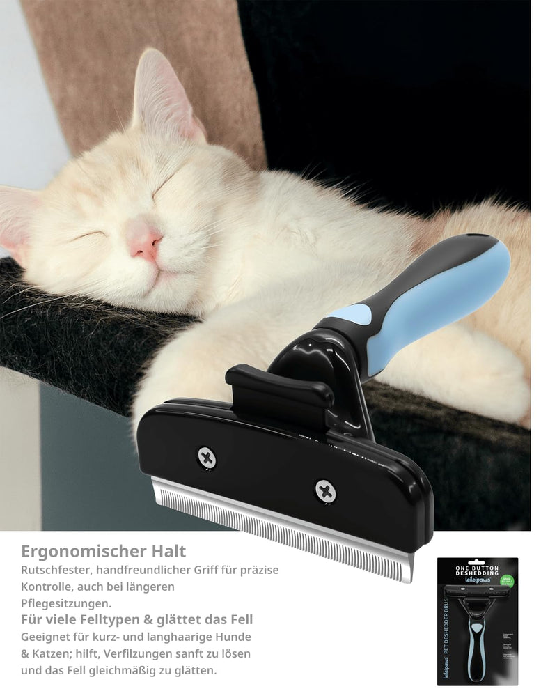 Dog & Cat Brush - Undercoat Brush & Deshedding Tool for Short & Long Hair - Self-Cleaning Grooming Brush Against Loose Hair & Undercoat - Ergonomic Non-Slip Handle