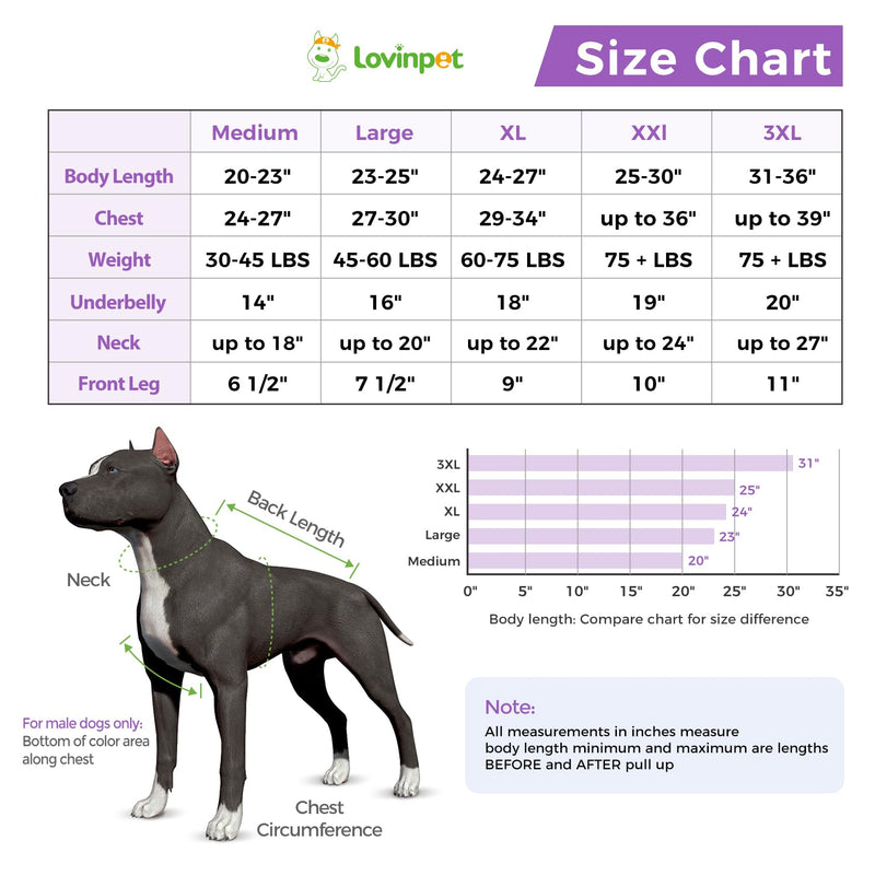 LovinPet Large Dog Recovery Suit - Dog Onesie for Surgery Female & Male Professional Anti-Licking Full Coverage for Anti-Shedding Pink - PawsPlanet Australia