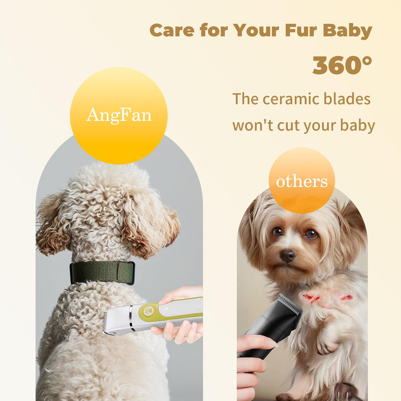 Dog Clippers Grooming Kit with 4 in 1 Tools, Cordless Dog Paw Trimmer & IPX7 Waterproof & Nail Grinder, Low Noise Quiet Design with Silicone Grip for Dogs and Cats Yellow - PawsPlanet Australia