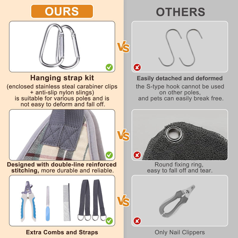 BEAUTYZOO Dog Grooming Hammock for Small Dogs Cat- Dog Sling for Nail Trimming/Clipping- Dog Hanging Harness Holder with Thick Fabric Neck Support & Strap Restraint Claw Care, Beige XS XS (Leg Spacing: 6-9.5" / Max W: 15lbs) - PawsPlanet Australia