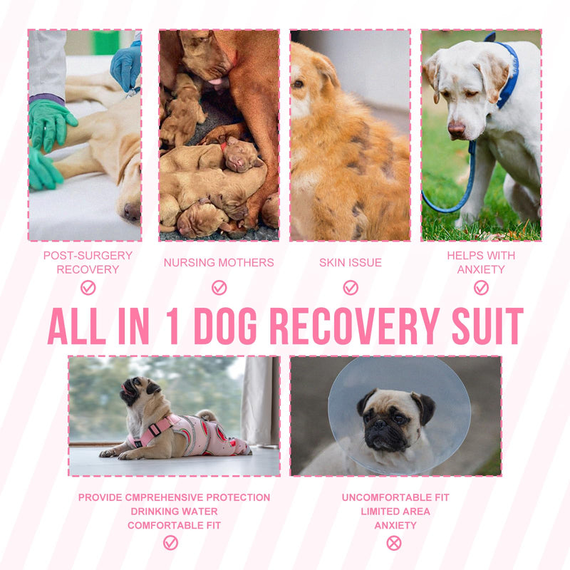 Arblina Dog Surgery Recovery Suit, Breathable Dog Recovery Suit for Hind Legs, Soft Dogs Leg Wound Protector for Small/Medium/Large Dogs, Male/Female Dogs Onesie After Surgery, Pink XL XL (Back Length 56-66cm, Weight 27.2-36.3KG)