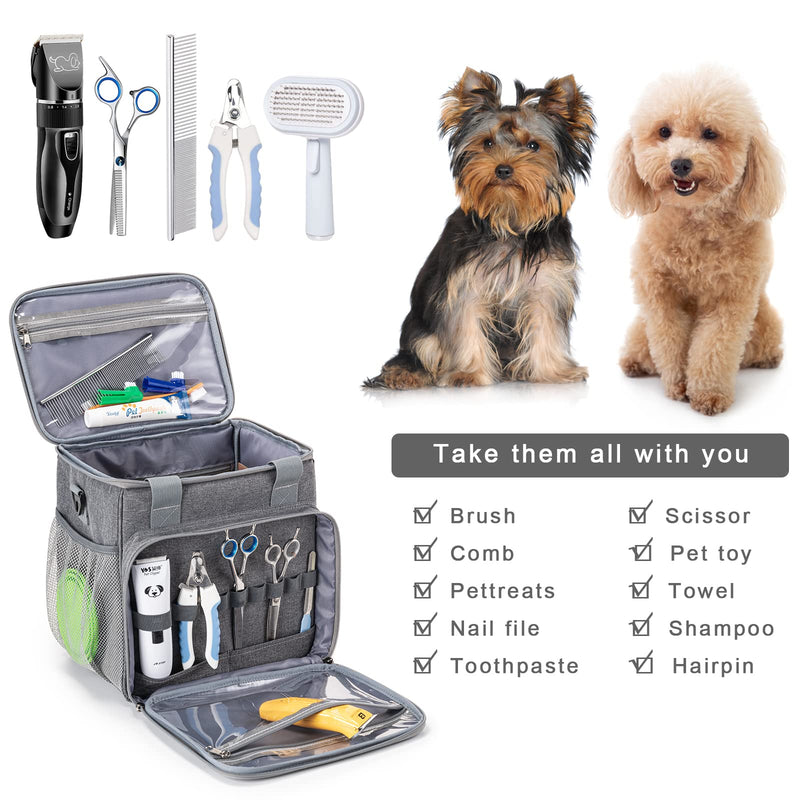 Dog Grooming Bag, Dog Grooming Supplies Organizer Tote Bag for Pet Grooming Tool Kit Accessories, Grey - PawsPlanet Australia