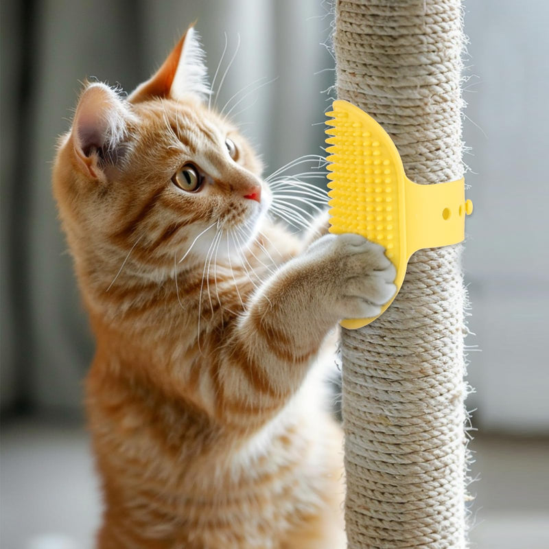 4pcs Cat Self Groomers, Wall Mounted Cat Corner Brush Self Grooming Massage Combs for Pet Cat Face Scratcher Massager Hair Brush for Long Short Fur Cats & Kittens (Green, Yellow) - PawsPlanet Australia