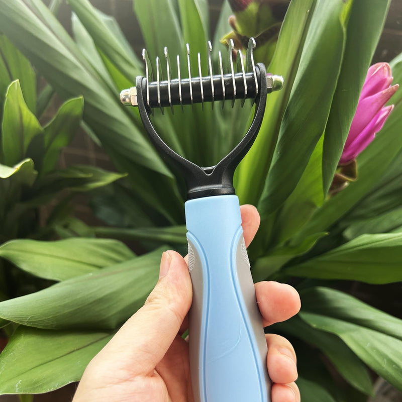 2-in-1 Pet Grooming Tool, Demating Comb for Small, Medium to Large Dogs and Cats, 11 + 6 Double-Sided Deshedding Tool, Removes Knots and Tangled Hair (Blue) Blue-a - PawsPlanet Australia