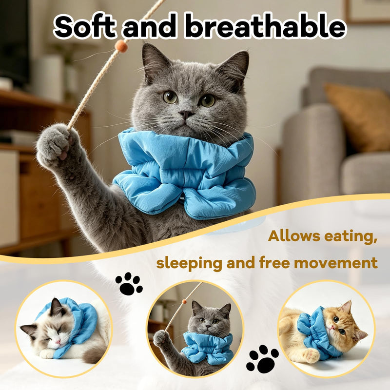 Cat neck brace, lick protection cat collar, recovery cat neck brace, adjustable, Elizabethan collar for cats and kittens, prevents licking of wounds, for use in case of injuries (Blue, S)