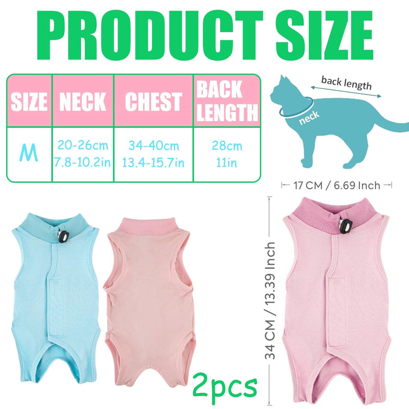 Cat Recovery Suit, Breathable Anti-Lick Cat Spay Bodysuit, Cone Alternative Post-Surgery Shirt for Abdominal Wounds, Soft Cotton Cats Surgery Clothes for Kittens & Adult, Size M (2-4KG Cats)