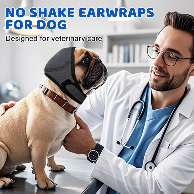 Dog Ear Muffs Noise Protection, Dog Snood Swim Ear Protectors, Waterproof Adjustable Cat EarCaps Shower Wrap, Pet Snood EarCovers for Bath, Anxiety Relief,Swimming,Grooming, (Gray, M)