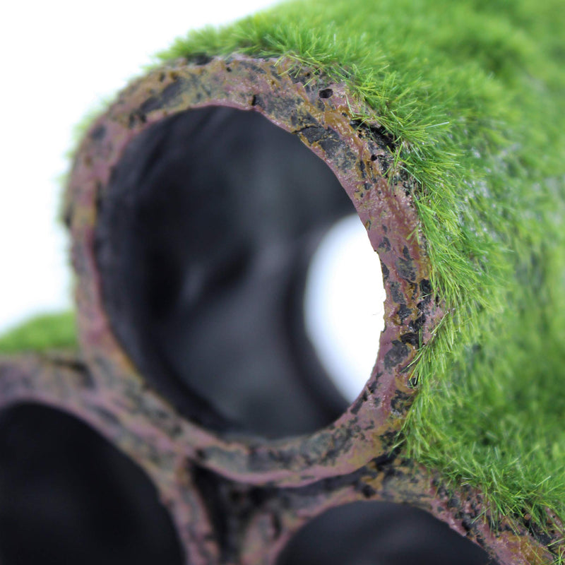 PENN-PLAX Deco-Replicas Hide-Away Pipes with Club Moss Aquarium Decoration – Realistic Appearance with Various Textures – Safe for Freshwater and Saltwater Fish Tanks - PawsPlanet Australia