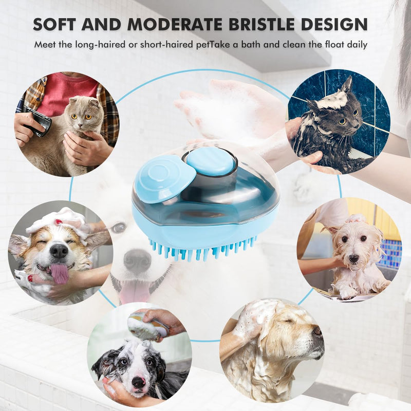 Pet Cat & Dog Bath Brush | Dog Shampoo Brush | Dog Scrubber for Bath | Dog Grooming/Washing/Shower Brush Easily Removes Loose Undercoat for Short & Long Haired Dogs/Cats (Blue) Blue - PawsPlanet Australia