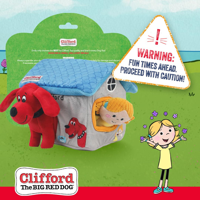 Clifford® Cozy House Puzzle Toys for Dogs | Hide and Seek Mentally Stimulating Toys for Dogs | 7.9" Plush Dog Toy, Extra Characters, Squeakers, Crazy Crinkle Fun - PawsPlanet Australia