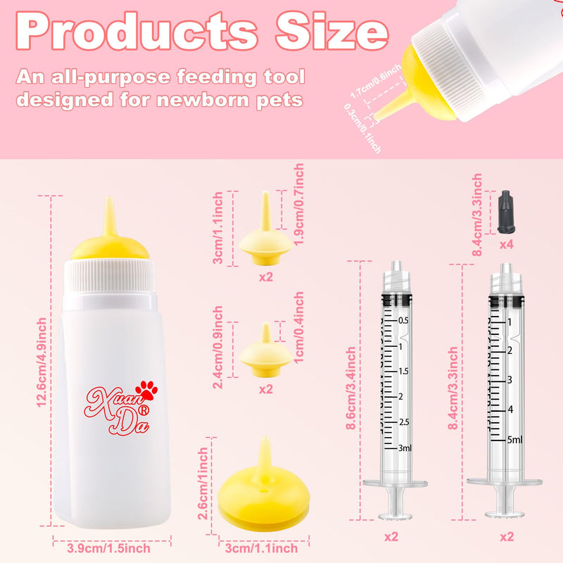 Kitten Bottle Feeding kit with Feeding Nipple and Syringe, Soft Silicone Nursing Pet Feeding Bottle, Ventilation Valve Resistant Tearing for Small Puppies, Kittens, Rabbit (M Nipple-Yellow) 1 Count (Pack of 14) Yellow - PawsPlanet Australia