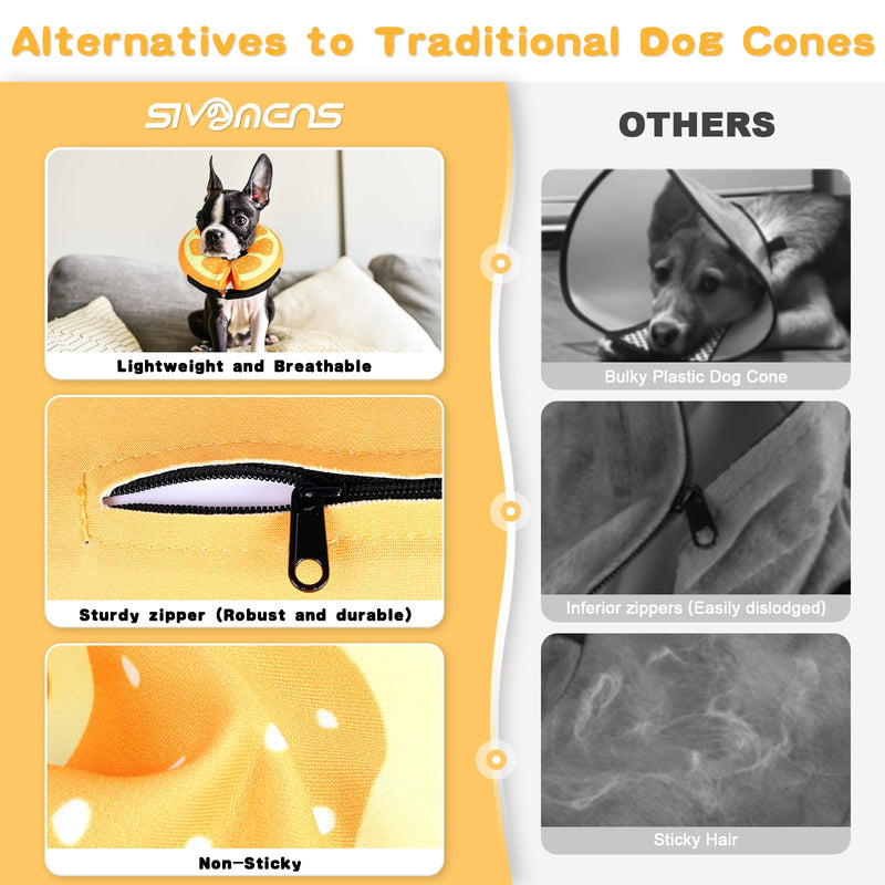 Sivomens Dog Cone, Protective Inflatable Dog Collar for Jumbo Dogs, Soft Adjustable Pet Recovery Cone After Surgery, Washable Dog Donut Collar Prevents Licking Wounds & No Blocking Vision, XL(18"-24") X-Large(Neck:18"-24") Yellow - PawsPlanet Australia