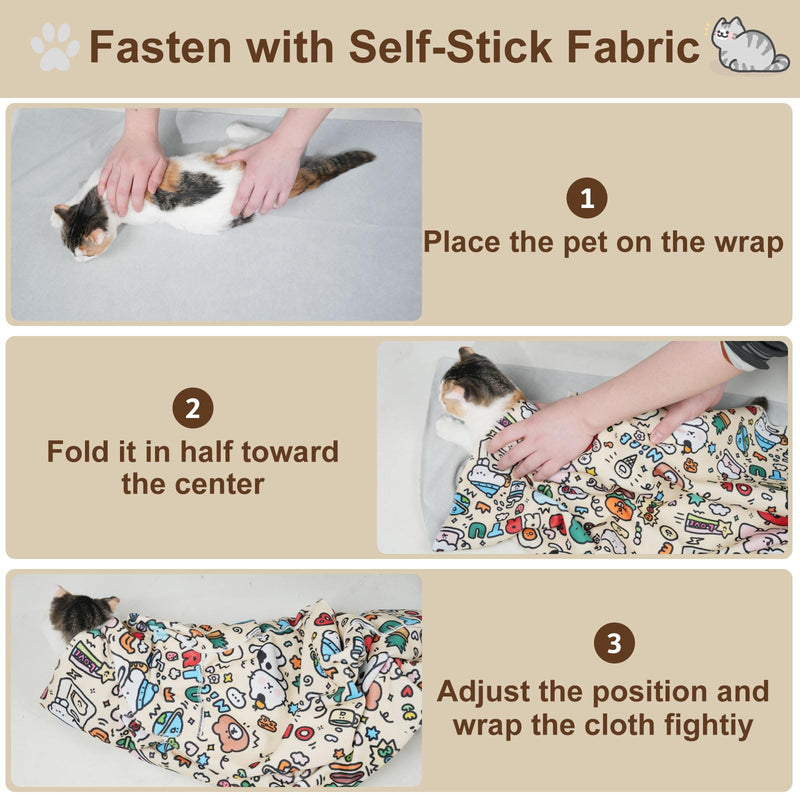 35.5" Extra Large Cat Grooming Wrap – Anti-Escape Cat Wrap for Cutting Nails, Brushing & Medication – Soft, Comfortable, Reusable, Self-Adhering, Holds Cats Up to 22lbs (Elephant Cat) Elephant CAT XL - PawsPlanet Australia
