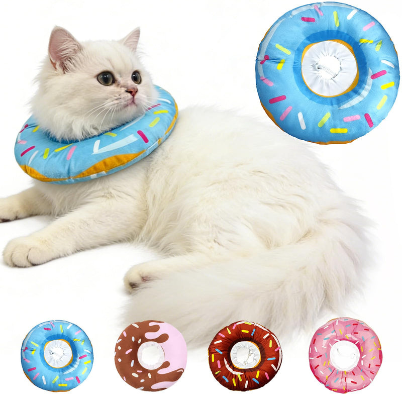 Cat Cone Collar Soft, Cute Adjustable Cat Donut Collar After Surgery, Kitten Recovery Cones to Stop Licking & Scratching, Wound Healing Neck Elizabethan Collars for Cats Blue M (under 10 lbs)