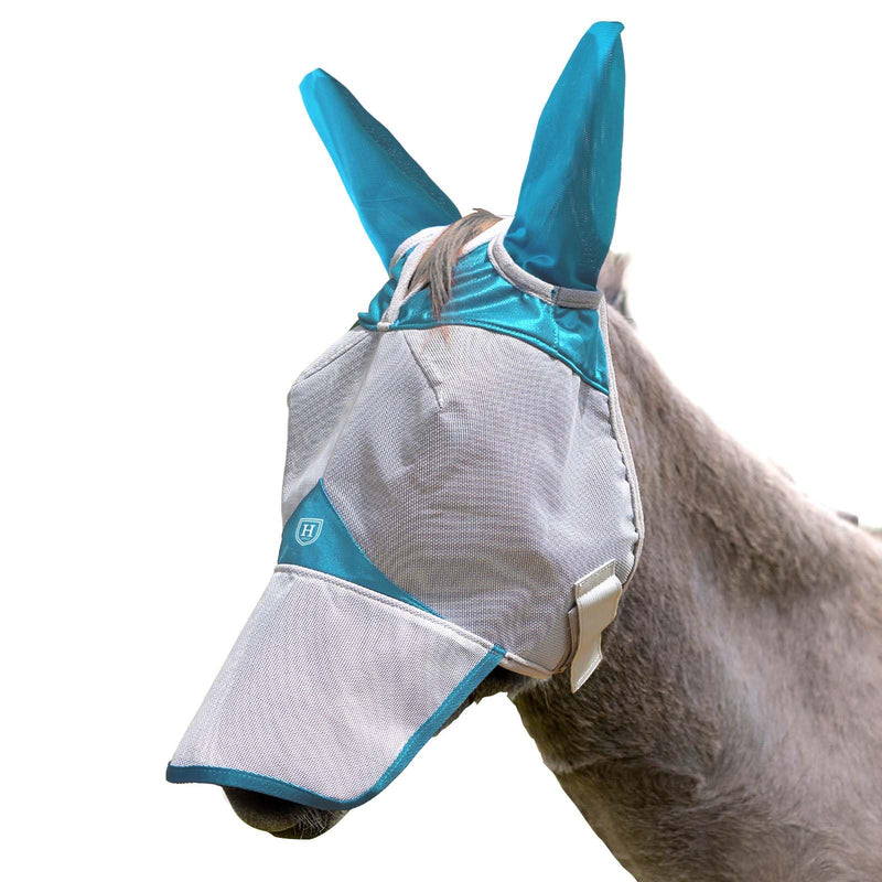 Harrison Howard Mule Donkey Fly Mask Full Face Protection with Nose Cover Sky Blue L - PawsPlanet Australia