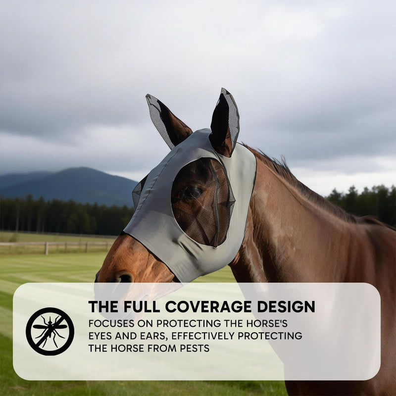Horse Fly Mask, Fly Masks for Horses with Forelock Opening, Breathable and Comfortable Fly Mask, Durable and Lightweight for Outdoor Riding and Stable Use, (Gray)