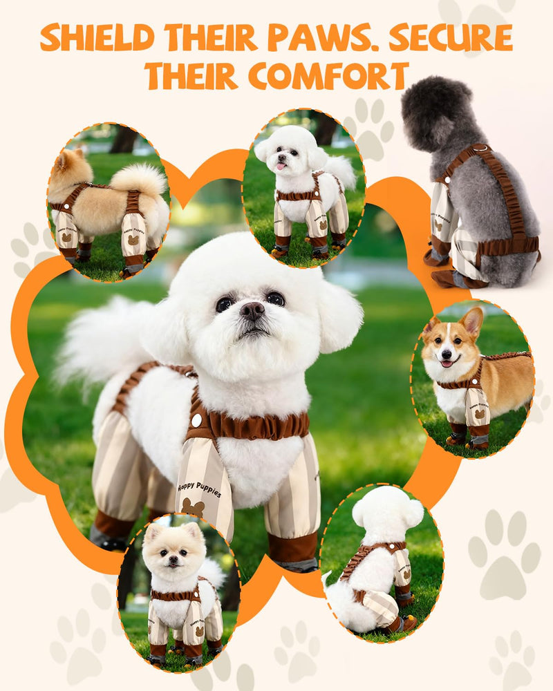 Dog Suspender Boots, Outdoor Anti Dust Pants with Shoes for Dogs, Adjustable Anti Slip Paw Protector Booties for Small & Medium Dogs(M) M